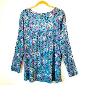 J.Jill Empire Waist Floral Women’s Size L Relaxed Fit Pullover Rayon Spandex Top